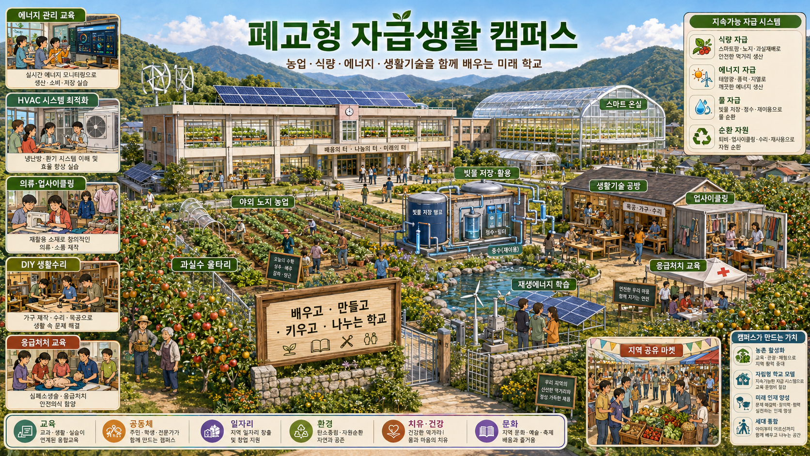 폐교형 자급생활 캠퍼스 전체 비전 이미지